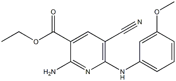 2-アミノ-5-シアノ-6-(3-メトキシアニリノ)ピリジン-3-カルボン酸エチル 化学構造式