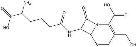 7-(5-Amino-5-carboxyvalerylamino)-3-hydroxymethyl-8-oxo-5-thia-1-azabicyclo[4.2.0]oct-2-ene-2-carboxylic acid,,结构式