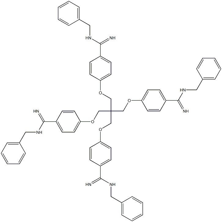 4,4',4'',4'''-[Methanetetrayltetrakis(methyleneoxy)]tetrakis(N1-benzylbenzamidine),,结构式