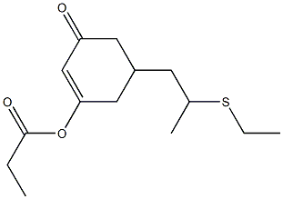 Propionic acid 5-(2-ethylthiopropyl)-3-oxo-1-cyclohexenyl ester Structure