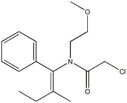 N-(1-Phenyl-2-methyl-1-butenyl)-N-(2-methoxyethyl)-2-chloroacetamide 结构式