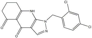 1-(2,4-ジクロロベンジル)-6,7,8,9-テトラヒドロ-4H-ピラゾロ[3,4-b]キノリン-4,5(1H)-ジオン 化学構造式