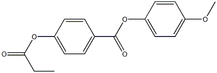 プロピオン酸4-[(4-メトキシフェノキシ)カルボニル]フェニル 化学構造式
