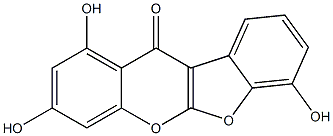 1,3,7-Trihydroxy-11H-benzofuro[2,3-b][1]benzopyran-11-one,,结构式