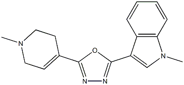 3-[5-[(1,2,3,6-テトラヒドロ-1-メチルピリジン)-4-イル]-1,3,4-オキサジアゾール-2-イル]-1-メチル-1H-インドール 化学構造式