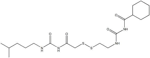 1-(Cyclohexylcarbonyl)-3-[2-[[(3-isohexylureido)carbonylmethyl]dithio]ethyl]urea Structure