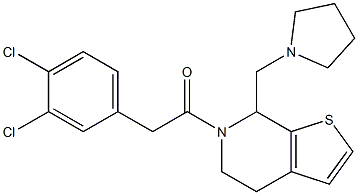 4,5,6,7-テトラヒドロ-6-[(3,4-ジクロロフェニル)アセチル]-7-[(1-ピロリジニル)メチル]チエノ[2,3-c]ピリジン 化学構造式