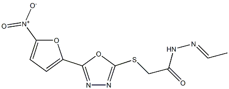 N2-Ethylidene-2-[5-(5-nitro-2-furyl)-1,3,4-oxadiazol-2-ylthio]acetohydrazide 结构式