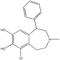 2,3,4,5-Tetrahydro-6-chloro-3-methyl-1-phenyl-1H-3-benzazepine-7,8-diol,,结构式