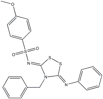 3-Phenylimino-4-benzyl-5-(4-methoxyphenyl)sulfonylimino-1,2,4-dithiazolidine Structure