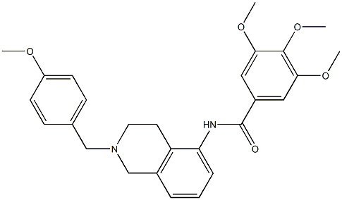 N-[[1,2,3,4-テトラヒドロ-2-(4-メトキシベンジル)イソキノリン]-5-イル]-3,4,5-トリメトキシベンズアミド 化学構造式