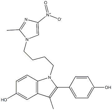 1-[4-(4-Nitro-2-methyl-1H-imidazol-1-yl)butyl]-2-(4-hydroxyphenyl)-3-methyl-1H-indol-5-ol,,结构式
