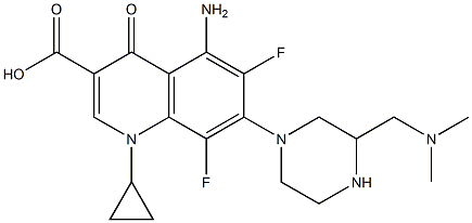 5-Amino-1-cyclopropyl-6,8-difluoro-1,4-dihydro-7-[3-dimethylaminomethyl-1-piperazinyl]-4-oxoquinoline-3-carboxylic acid,,结构式