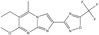 2-(5-トリフルオロメチル-1,2,4-オキサジアゾール-3-イル)-6-エチル-7-メトキシ-5-メチルイミダゾ[1,2-a]ピリミジン 化学構造式