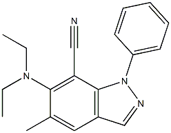 1-フェニル-5-メチル-6-(ジエチルアミノ)-1H-インダゾール-7-カルボニトリル 化学構造式