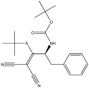 [(S)-3-Phenyl-2-[(tert-butoxycarbonyl)amino]-1-(tert-butylthio)propylidene]malononitrile Struktur