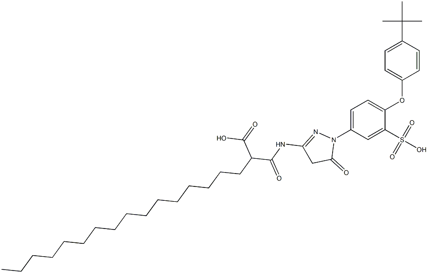 3-(2-Carboxyoctadecanoylamino)-1-[3-sulfo-4-(4-tert-butylphenoxy)phenyl]-2-pyrazolin-5-one 结构式