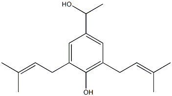4-(1-ヒドロキシエチル)-2,6-ビス(3-メチル-2-ブテニル)フェノール 化学構造式
