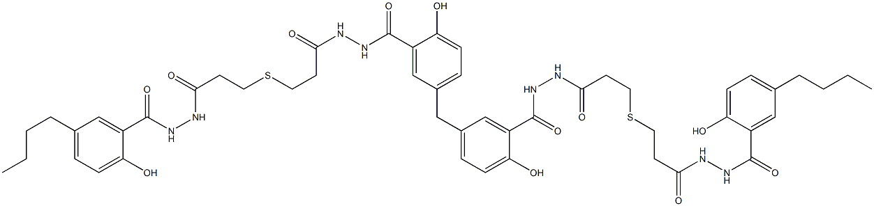 5,5'-Methylenebis[N'-[3-[[2-[[N'-(5-butylsalicyloyl)hydrazino]carbonyl]ethyl]thio]propionyl]salicylic hydrazide],,结构式