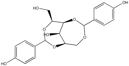 2-O,5-O:3-O,6-O-ビス(4-ヒドロキシベンジリデン)-D-グルシトール 化学構造式