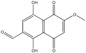 5,8-Dihydroxy-2-methoxy-6-formyl-1,4-naphthoquinone 结构式