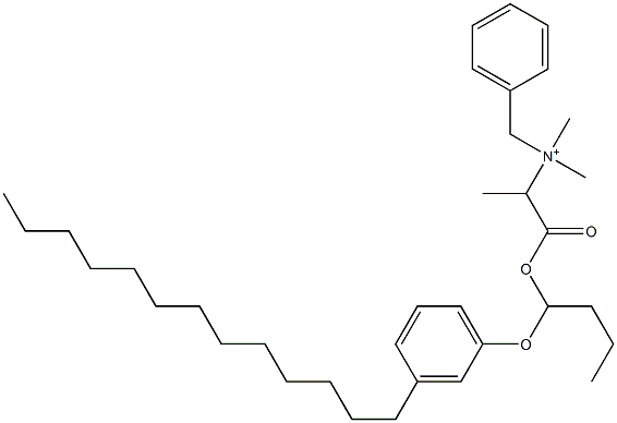 N,N-ジメチル-N-ベンジル-N-[1-[[1-(3-トリデシルフェニルオキシ)ブチル]オキシカルボニル]エチル]アミニウム 化学構造式