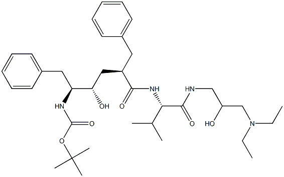 (2S)-2-[[(2R,4S,5S)-5-(tert-Butoxycarbonylamino)-2-benzyl-4-hydroxy-6-phenylhexanoyl]amino]-N-(3-diethylamino-2-hydroxypropyl)-3-methylbutyramide 结构式