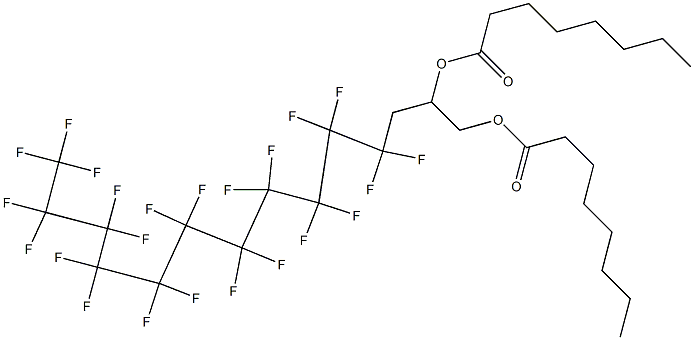 Dioctanoic acid 4,4,5,5,6,6,7,7,8,8,9,9,10,10,11,11,12,12,13,13,14,14,14-tricosafluoro-1,2-tetradecanediyl ester Struktur