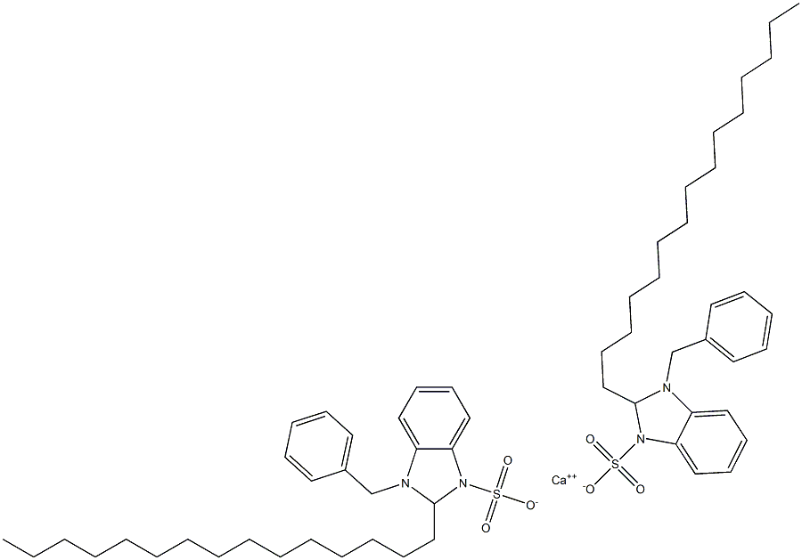 Bis(1-benzyl-2,3-dihydro-2-pentadecyl-1H-benzimidazole-3-sulfonic acid)calcium salt Struktur
