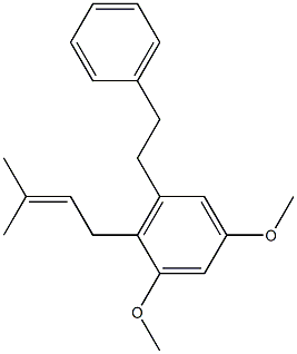 4-(3-メチル-2-ブテニル)-5-(2-フェニルエチル)-1,3-ジメトキシベンゼン 化学構造式