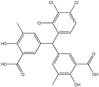 5,5'-(2,3,4-トリクロロベンジリデン)ビス(3-メチルサリチル酸) 化学構造式
