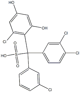 (3-Chlorophenyl)(3,4-dichlorophenyl)(6-chloro-2,4-dihydroxyphenyl)methanesulfonic acid|