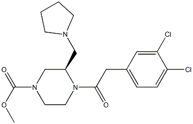 (3R)-4-[(3,4-Dichlorophenyl)acetyl]-3-(pyrrolidin-1-ylmethyl)piperazine-1-carboxylic acid methyl ester 结构式