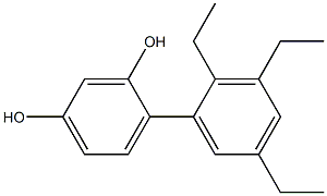 4-(2,3,5-トリエチルフェニル)ベンゼン-1,3-ジオール 化学構造式