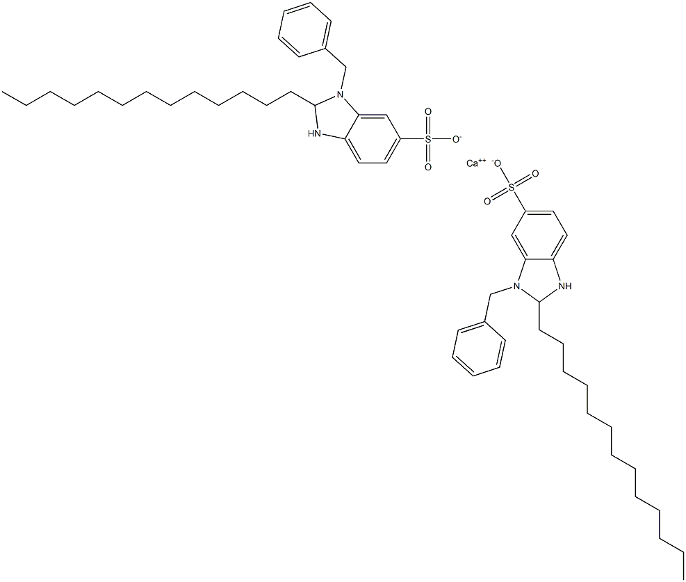 Bis(1-benzyl-2,3-dihydro-2-tridecyl-1H-benzimidazole-6-sulfonic acid)calcium salt,,结构式