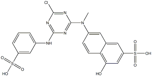 4-Hydroxy-7-[N-methyl[6-chloro-4-(m-sulfoanilino)-1,3,5-triazin-2-yl]amino]-2-naphthalenesulfonic acid Structure