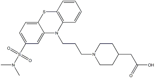 [1-[3-[2-(ジメチルアミノスルホニル)-10H-フェノチアジン-10-イル]プロピル]ピペリジン-4-イル]酢酸 化学構造式