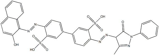 4-(2-Hydroxy-1-naphtylazo)-4'-(4,5-dihydro-1-phenyl-3-methyl-5-oxo-1H-pyrazol-4-ylazo)biphenyl-3,3'-disulfonic acid,,结构式