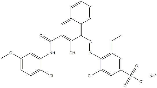 3-Chloro-5-ethyl-4-[[3-[[(2-chloro-5-methoxyphenyl)amino]carbonyl]-2-hydroxy-1-naphtyl]azo]benzenesulfonic acid sodium salt Structure