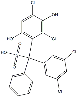 (3,5-Dichlorophenyl)(2,4-dichloro-3,6-dihydroxyphenyl)phenylmethanesulfonic acid Struktur