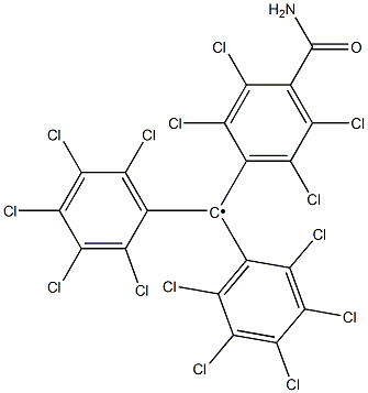 ビス(ペンタクロロフェニル)(4-カルバモイル-2,3,5,6-テトラクロロフェニル)メチルラジカル 化学構造式