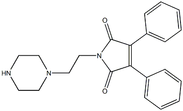 3,4-ジフェニル-1-[2-(ピペラジン-1-イル)エチル]-1H-ピロール-2,5-ジオン 化学構造式