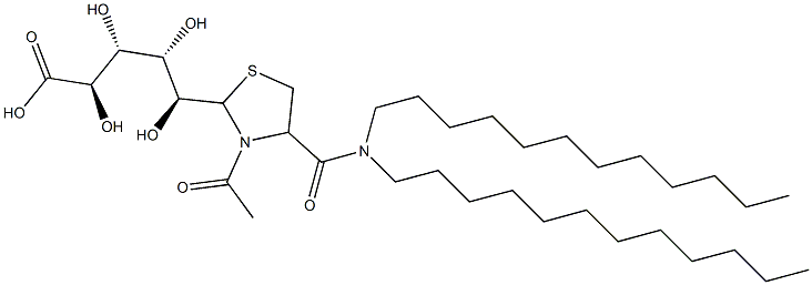 (2R,3R,4S,5S)-5-[3-Acetyl-4-[(didodecylamino)carbonyl]thiazolidin-2-yl]-2,3,4,5-tetrahydroxypentanoic acid Structure