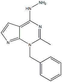 1-ベンジル-2-メチル-4-ヒドラジノ-1H-ピロロ[2,3-d]ピリミジン 化学構造式