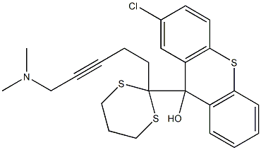 2-Chloro-9-[2-[5-dimethylamino-3-pentynyl]-1,3-dithian-2-yl]-9H-thioxanthen-9-ol,,结构式