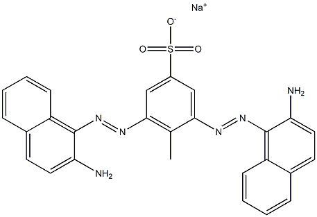 3,5-Bis[(2-amino-1-naphthalenyl)azo]-4-methylbenzenesulfonic acid sodium salt,,结构式
