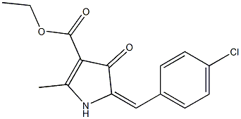 2-メチル-4-オキソ-5-(4-クロロベンジリデン)-2-ピロリン-3-カルボン酸エチル 化学構造式