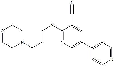 2-[(3-モルホリノプロピル)アミノ]-5-(4-ピリジニル)ピリジン-3-カルボニトリル 化学構造式