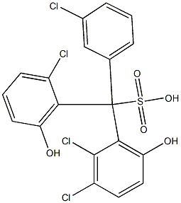 (3-Chlorophenyl)(2-chloro-6-hydroxyphenyl)(2,3-dichloro-6-hydroxyphenyl)methanesulfonic acid Struktur