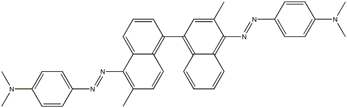 4,4'-ビス(4-ジメチルアミノフェニルアゾ)-3,3'-ジメチル-1,8'-ビナフタレン 化学構造式